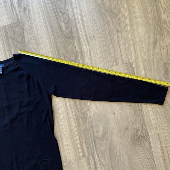 Faconnable Women's Medium Navy Blue Lightweight Sweater Elbow Patches EUC Read - Picture 5 of 9